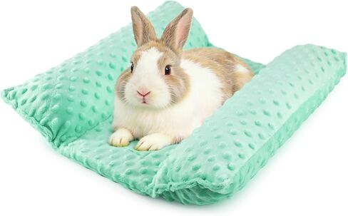 Rabbit Bed, Soft Dot Fleece Bunny Mat, 17x17In Small Animal Pillow for Guinea Pig, Reversible, Washable Pet Cushion Light Gray in Kuwait