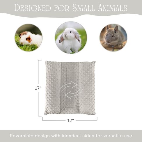 Rabbit Bed, Soft Dot Fleece Bunny Mat, 17x17In Small Animal Pillow for Guinea Pig, Reversible, Washable Pet Cushion Light Gray in Kuwait