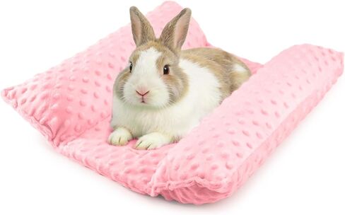 Rabbit Bed, Soft Dot Fleece Bunny Mat, 17x17In Small Animal Pillow for Guinea Pig, Reversible, Washable Pet Cushion Light Gray in Kuwait