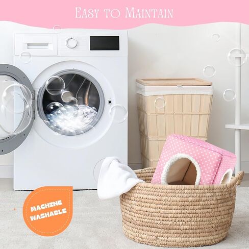 Guinea Pig Hideout with 2 Removable Mat, Two Entrances, Dwarf Rabbit Bed, Washable Bunny House, Small Pet Accessories Pink Dot in Kuwait