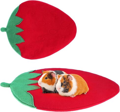 Guinea Pig Bedding Mat Washable,Ultra Soft Fleece Warm Small Animal Beds,Absorbent&Waterproof Rabbit Winter Sleeping Pad for Rabbit Hamster Squirrel Hedgehog Chinchilla Ferret,Strawberry 12"x14" in Saudi Arabia