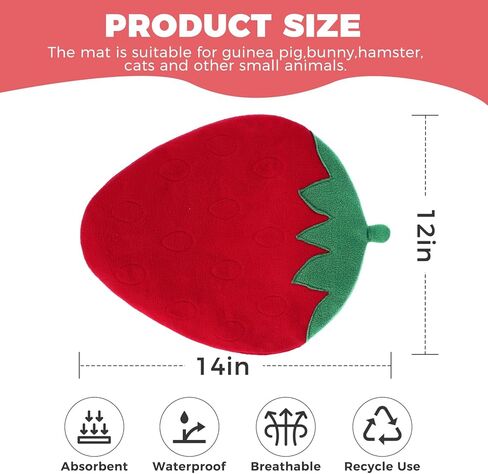 Guinea Pig Bedding Mat Washable,Ultra Soft Fleece Warm Small Animal Beds,Absorbent&Waterproof Rabbit Winter Sleeping Pad for Rabbit Hamster Squirrel Hedgehog Chinchilla Ferret,Strawberry 12"x14" in Saudi Arabia