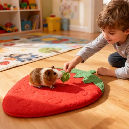 Guinea Pig Bedding Mat Washable,Ultra Soft Fleece Warm Small Animal Beds,Absorbent&Waterproof Rabbit Winter Sleeping Pad for Rabbit Hamster Squirrel Hedgehog Chinchilla Ferret,Strawberry 12"x14" in Saudi Arabia