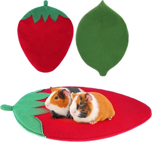 Guinea Pig Bedding Mat Washable,Ultra Soft Fleece Warm Small Animal Beds,Absorbent&Waterproof Rabbit Winter Sleeping Pad for Rabbit Hamster Squirrel Hedgehog Chinchilla Ferret,Strawberry 12"x14" in Saudi Arabia
