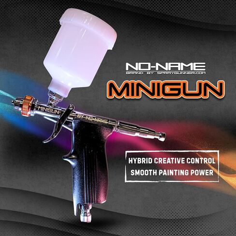 فرشاة هواء Minigun الهجينة من العلامة التجارية NO-NAME - قبضة مسدس، نوع الزناد، رذاذ المروحة، دقة عالية، تطبيق طلاء متعدد الاستخدامات مثالي للنمذجة، السيارات، الفن (Minigun Airbrush 0.8 مم) in Kuwait