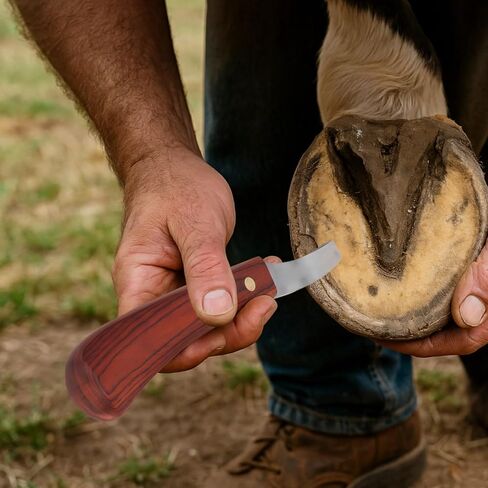 2 Pcs Professional Farrier Hoof Trimming Kit, Curved Knife, Dual Grit Diamond Sharpening Rod, Ergonomic Handle for Livestock Care, Long-Lasting Tools in Saudi Arabia