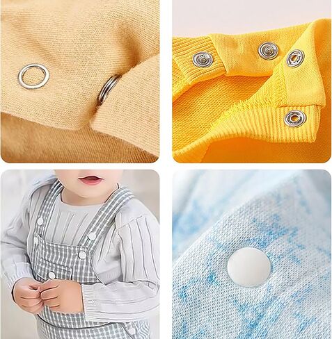 مجموعة أزرار Oruiiju المعدنية مع كماشة تثبيت - للحرف اليدوية والملابس والخياطة مع أداة ضغط (200 مجموعة، 10 ألوان، 9.5 مم) in Kuwait