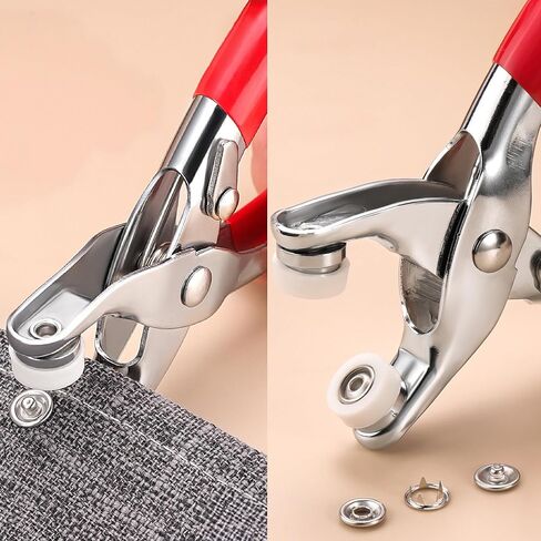 مجموعة أزرار Oruiiju المعدنية مع كماشة تثبيت - للحرف اليدوية والملابس والخياطة مع أداة ضغط (200 مجموعة، 10 ألوان، 9.5 مم) in Kuwait