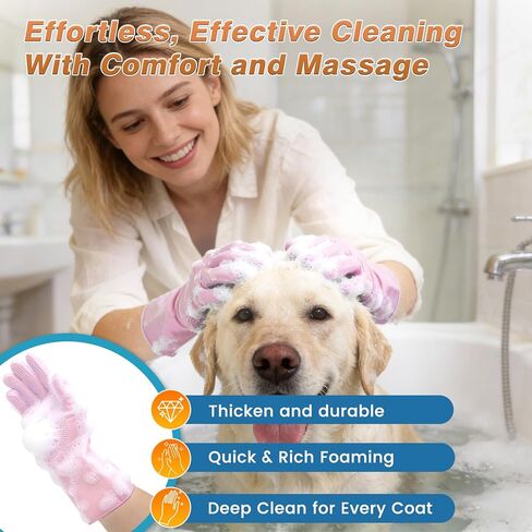 7-Piece Pet Grooming Kit with Storage Bag | Portable Bathing Set for Dogs & Cats | Includes Silicone Gloves, Deshedding Brushes & Finger Toothbrushes | All-in-One Pet Care (Pink) in Saudi Arabia