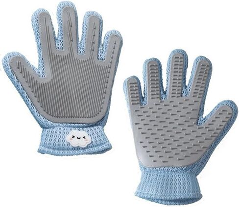 Pet Hair Remover Glove for Dogs & Cats | Upgraded Reusable 5-Finger | Gentle Deshedding Grooming Brush | Pet Hair Removal Tool for Furniture, Couch, Carpet, Car Seats | Sky Blue, 1 Count in Saudi Arabia