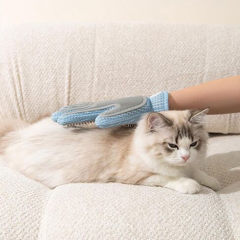 Pet Hair Remover Glove for Dogs & Cats | Upgraded Reusable 5-Finger | Gentle Deshedding Grooming Brush | Pet Hair Removal Tool for Furniture, Couch, Carpet, Car Seats | Sky Blue, 1 Count in Saudi Arabia