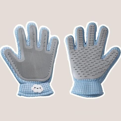 Pet Hair Remover Glove for Dogs & Cats | Upgraded Reusable 5-Finger | Gentle Deshedding Grooming Brush | Pet Hair Removal Tool for Furniture, Couch, Carpet, Car Seats | Sky Blue, 1 Count in Saudi Arabia