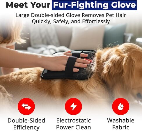 Electrostatic pet Hair Removal Glove, Reusable The Magic Brush pet Hair Remover, pet Glove Set for Furniture, Clothing, Car Seats, Reusable 2-in-1 Design, 1 Pack in Saudi Arabia