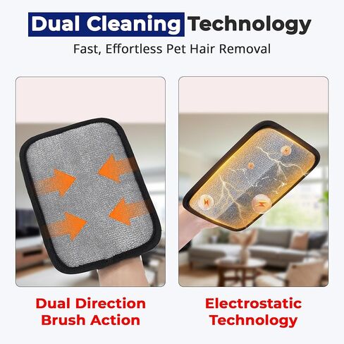 Electrostatic pet Hair Removal Glove, Reusable The Magic Brush pet Hair Remover, pet Glove Set for Furniture, Clothing, Car Seats, Reusable 2-in-1 Design, 1 Pack in Saudi Arabia