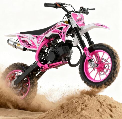 دراجة ترابية للأطفال تعمل بالغاز، دراجة ترابية ثنائية الأشواط 50 سم مكعب للأطفال من سن 10 إلى 14 عامًا، دراجة نارية صغيرة تعمل بالغاز مع نظام تعليق مزدوج وفرامل قرصية مزدوجة in Kuwait