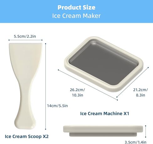مجموعة أدوات صنع الآيس كريم الملفوفة من آت هوم، آلة تجميد فورية من الفولاذ المقاوم للصدأ مع صينية ومكشطتين للحلويات المجمدة محلية الصنع، ولفائف الآيس كريم والأنشطة العائلية (أبيض) in Kuwait