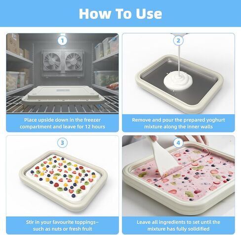 مجموعة أدوات صنع الآيس كريم الملفوفة من آت هوم، آلة تجميد فورية من الفولاذ المقاوم للصدأ مع صينية ومكشطتين للحلويات المجمدة محلية الصنع، ولفائف الآيس كريم والأنشطة العائلية (أبيض) in Kuwait