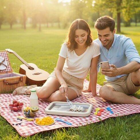 مجموعة أدوات صنع الآيس كريم الملفوفة من آت هوم، آلة تجميد فورية من الفولاذ المقاوم للصدأ مع صينية ومكشطتين للحلويات المجمدة محلية الصنع، ولفائف الآيس كريم والأنشطة العائلية (أبيض) in Kuwait