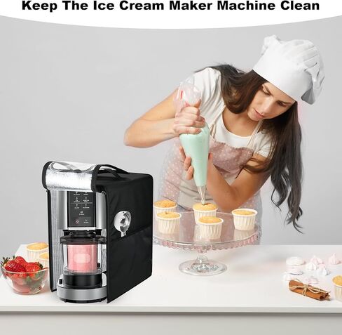 Beautyflier Dust Cover for Ninja CREAMi Deluxe Ice Cream Maker NC501/ NC301/ NC299AMZ, Protective Cover Case for Heavy Duty Ice Cream Maker, with Hand Strap, 4 Pockets, Black in Saudi Arabia