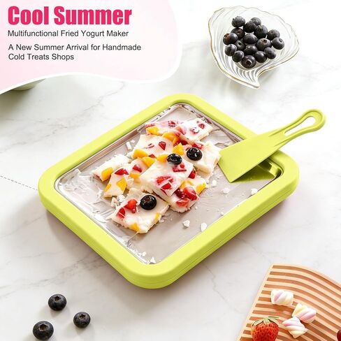 Rolled Ice Cream Maker Kit, 2026 New At-Home Instant Ice Cream Maker with 2 Scrapers, DIY Rolled Ice Cream Tray for Rolled Ice Cream, Soft Serve, Slushies, Frozen Yogurt, Fruity Sorbet (White) in Saudi Arabia