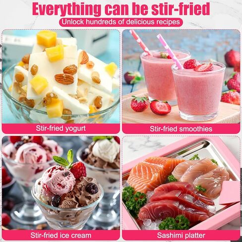 Rolled Ice Cream Maker Kit, 2026 New At-Home Instant Ice Cream Maker with 2 Scrapers, DIY Rolled Ice Cream Tray for Rolled Ice Cream, Soft Serve, Slushies, Frozen Yogurt, Fruity Sorbet (White) in Saudi Arabia
