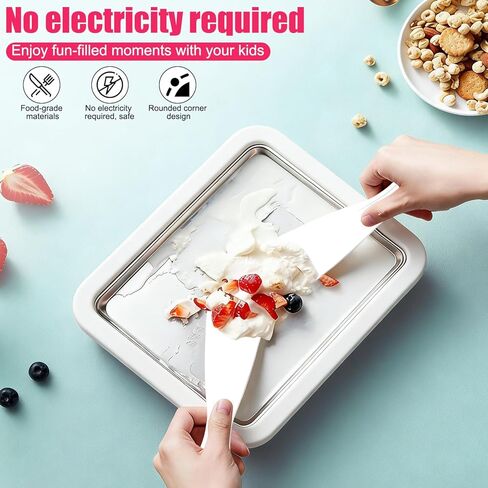 Rolled Ice Cream Maker Kit, 2026 New At-Home Instant Ice Cream Maker with 2 Scrapers, DIY Rolled Ice Cream Tray for Rolled Ice Cream, Soft Serve, Slushies, Frozen Yogurt, Fruity Sorbet (White) in Saudi Arabia