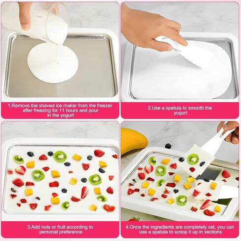 Rolled Ice Cream Maker Kit, 2026 New At-Home Instant Ice Cream Maker with 2 Scrapers, DIY Rolled Ice Cream Tray for Rolled Ice Cream, Soft Serve, Slushies, Frozen Yogurt, Fruity Sorbet (White) in Saudi Arabia