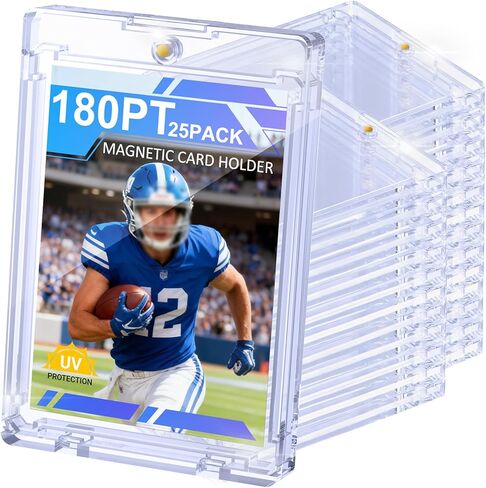 حامل بطاقات مغناطيسية 180pt، حافظة بطاقات مغناطيسية من البلاستيك الصلب بلمسة واحدة 15 قيراط مع إغلاق مغناطيسي قوي، حماية من الأشعة فوق البنفسجية لتخزين مجموعة ألعاب الألعاب الرياضية السميكة in Kuwait