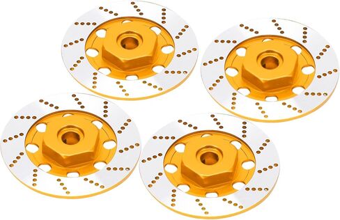 Alomejor RC Car Aluminum Alloy Brake Disc Set WearResistant Wheel Hex Hub Brake Disc for RC Road Racing, for 94123 94122 1/10 Flat Sports Car (Gold) in Saudi Arabia