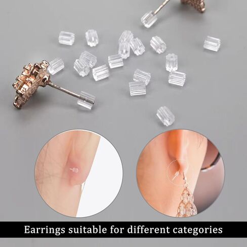 200 Soft, Clear Earring Back Tips, Made of Silicone, Suitable for Stud and Hook Earrings, Hypoallergenic. in Saudi Arabia