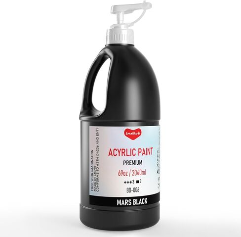 2 Pack White & Black Large Acrylic Paint Set (69 oz, 2040 ml), Art Painting Bulk Supplies for Multi Surface Canvas Wood Leather Fabric Rock Craft, Non Toxic Paint for Kid & Adult with Pump in Kuwait