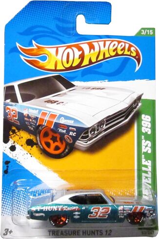 2012 Hot Wheels Treasure Hunts '69 تشيفي شيفيل SS 396 فضي/أزرق أخضر #53/247 in Kuwait