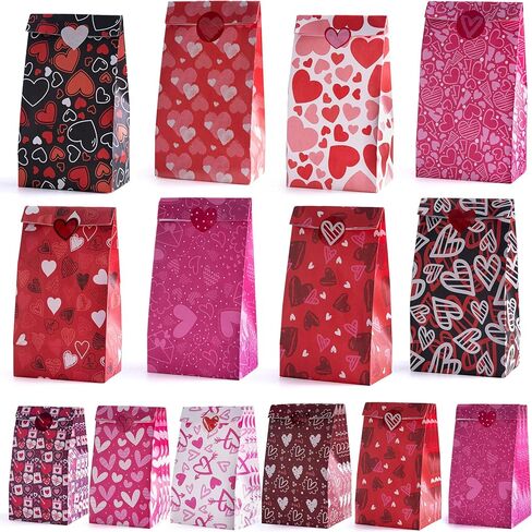 JOYIN 48 Pcs Valentine’s Day Paper Gift Bags, 9.5" Goodie Bags ,Treat Bag with Love Sticker for Valentine Party Favors Gifts, Wedding Gift ,Giving Gift Wrapping Birthday,Classroom Exchange Prizes in Saudi Arabia