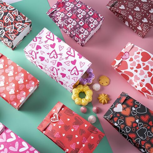 JOYIN 48 Pcs Valentine’s Day Paper Gift Bags, 9.5" Goodie Bags ,Treat Bag with Love Sticker for Valentine Party Favors Gifts, Wedding Gift ,Giving Gift Wrapping Birthday,Classroom Exchange Prizes in Saudi Arabia