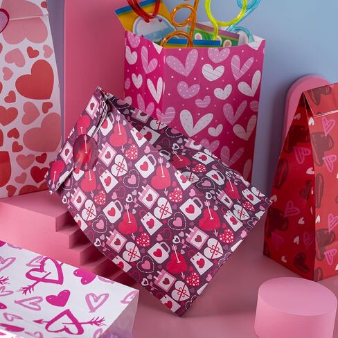 JOYIN 48 Pcs Valentine’s Day Paper Gift Bags, 9.5" Goodie Bags ,Treat Bag with Love Sticker for Valentine Party Favors Gifts, Wedding Gift ,Giving Gift Wrapping Birthday,Classroom Exchange Prizes in Saudi Arabia