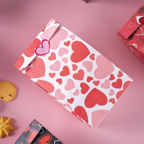 JOYIN 48 Pcs Valentine’s Day Paper Gift Bags, 9.5" Goodie Bags ,Treat Bag with Love Sticker for Valentine Party Favors Gifts, Wedding Gift ,Giving Gift Wrapping Birthday,Classroom Exchange Prizes in Saudi Arabia