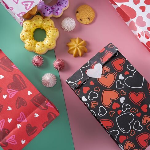 JOYIN 48 Pcs Valentine’s Day Paper Gift Bags, 9.5" Goodie Bags ,Treat Bag with Love Sticker for Valentine Party Favors Gifts, Wedding Gift ,Giving Gift Wrapping Birthday,Classroom Exchange Prizes in Saudi Arabia