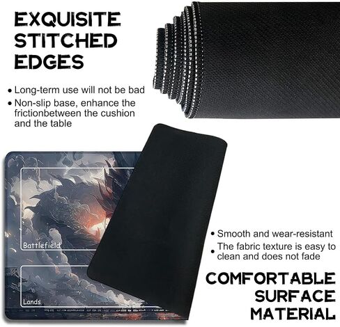 لـ MTG Playmat مقاس 24 × 14 بوصة Dragon Magic Play Mat بطاقة لعبة حصيرة لـ Magic The Gathering TCG PTCG Playmat مع أكياس تخزين مجانية ودعم غير قابل للانزلاق وحافة مخيطة in Kuwait