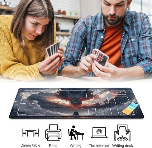 لـ MTG Playmat مقاس 24 × 14 بوصة Dragon Magic Play Mat بطاقة لعبة حصيرة لـ Magic The Gathering TCG PTCG Playmat مع أكياس تخزين مجانية ودعم غير قابل للانزلاق وحافة مخيطة in Kuwait