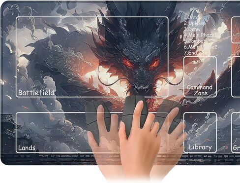 لـ MTG Playmat مقاس 24 × 14 بوصة Dragon Magic Play Mat بطاقة لعبة حصيرة لـ Magic The Gathering TCG PTCG Playmat مع أكياس تخزين مجانية ودعم غير قابل للانزلاق وحافة مخيطة in Kuwait