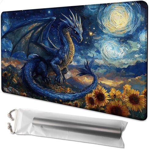 لـ MTG Playmat مقاس 24 × 14 بوصة Dragon Magic Play Mat بطاقة لعبة حصيرة لـ Magic The Gathering TCG PTCG Playmat مع أكياس تخزين مجانية ودعم غير قابل للانزلاق وحافة مخيطة in Kuwait