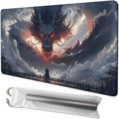 لـ MTG Playmat مقاس 24 × 14 بوصة Dragon Magic Play Mat بطاقة لعبة حصيرة لـ Magic The Gathering TCG PTCG Playmat مع أكياس تخزين مجانية ودعم غير قابل للانزلاق وحافة مخيطة in Kuwait