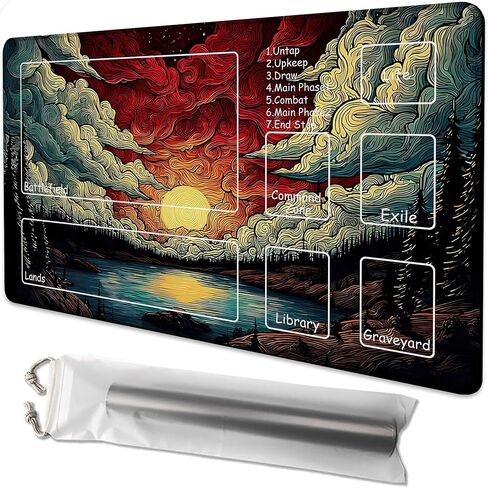 لـ MTG Playmat مقاس 24 × 14 بوصة Dragon Magic Play Mat بطاقة لعبة حصيرة لـ Magic The Gathering TCG PTCG Playmat مع أكياس تخزين مجانية ودعم غير قابل للانزلاق وحافة مخيطة in Kuwait
