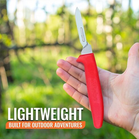 Wiebe Boss Dog Skinning Knife - Fixed Blade with Replaceable Scalpel Blades, 24 Included, Soft Grip Red Handle, 8" in Kuwait