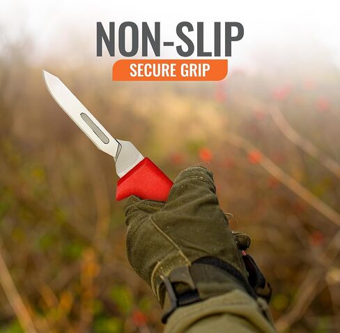 Wiebe Boss Dog Skinning Knife - Fixed Blade with Replaceable Scalpel Blades, 24 Included, Soft Grip Red Handle, 8" in Kuwait