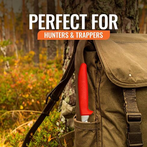 Wiebe Boss Dog Skinning Knife - Fixed Blade with Replaceable Scalpel Blades, 24 Included, Soft Grip Red Handle, 8" in Kuwait