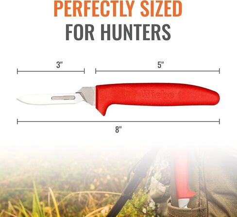 Wiebe Boss Dog Skinning Knife - Fixed Blade with Replaceable Scalpel Blades, 24 Included, Soft Grip Red Handle, 8" in Kuwait