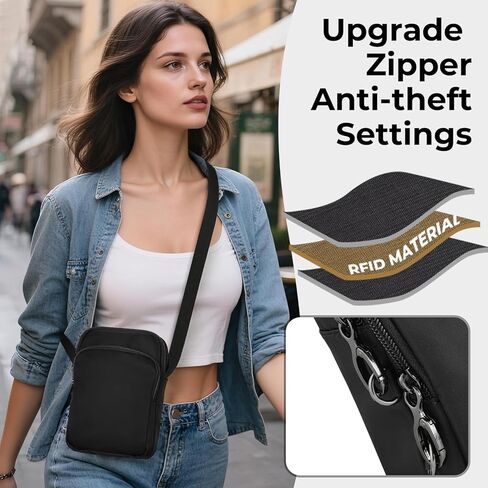 حقيبة حبال Crossbody حقيبة للنساء رجال مضاد للسرقة ، أكياس صدر الكتف مع قفل السوستة in Kuwait