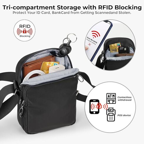 حقيبة حبال Crossbody حقيبة للنساء رجال مضاد للسرقة ، أكياس صدر الكتف مع قفل السوستة in Kuwait