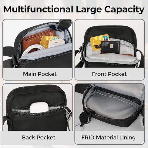 حقيبة حبال Crossbody حقيبة للنساء رجال مضاد للسرقة ، أكياس صدر الكتف مع قفل السوستة in Kuwait